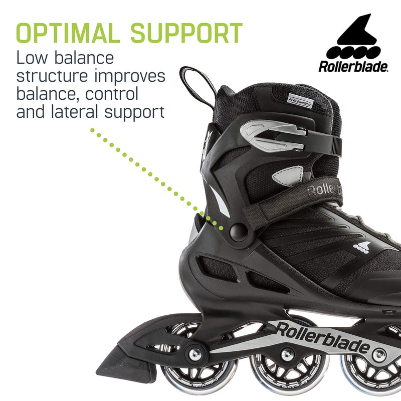ROLLERBLADE زلاجات رولر بليد زترابليد للرجال البالغين، لياقة بدنية، أسود وفضي، زلاجات أداء، مقاس 8 أمريكي - Image 4